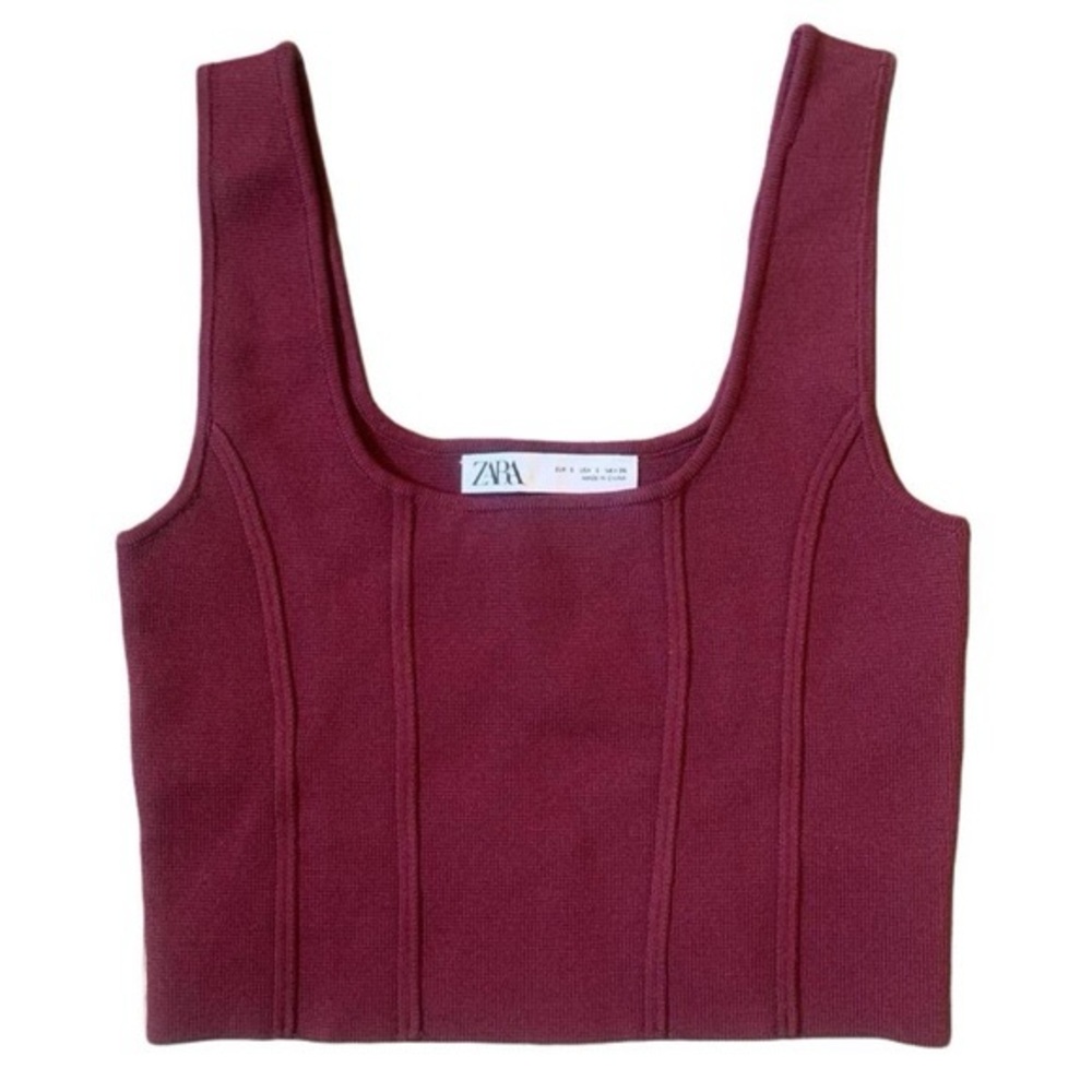 NWOT Zara Deep Red Crop Top Medium